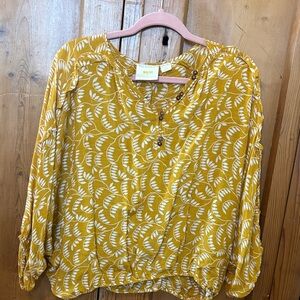Maeve Mustard Yellow and White Blouse